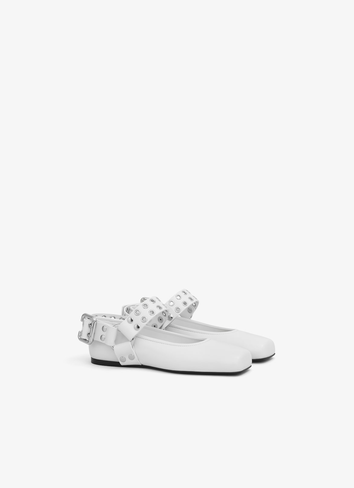 BIKER BALLET FLATS IN CALFSKIN ALAÏA WHITE BIKER BALLET FLATS IN CALFSKIN